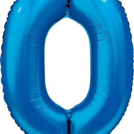 Ballon numéro bleu 0 an brillant 86cm