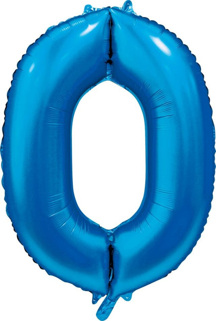 Ballon numéro bleu 0 an brillant 86cm