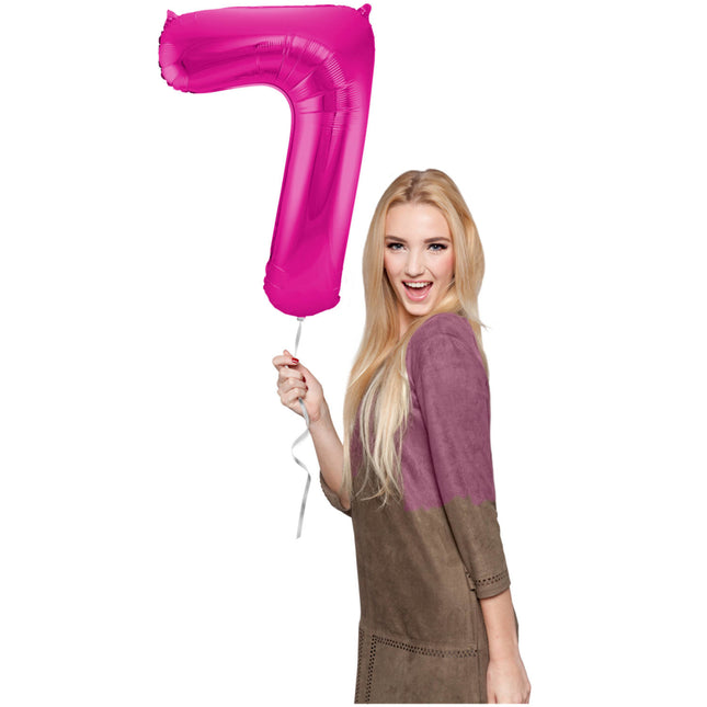 Ballon de baudruche Figure 7 Fuchsia Métallique XL 86cm vide