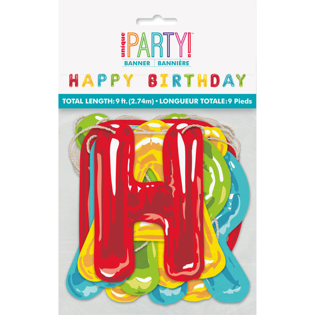 Lettre String Happy Birthday Balloons Paper 2.74m