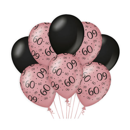 Ballons 60 ans Rose Noir 30cm 8pcs