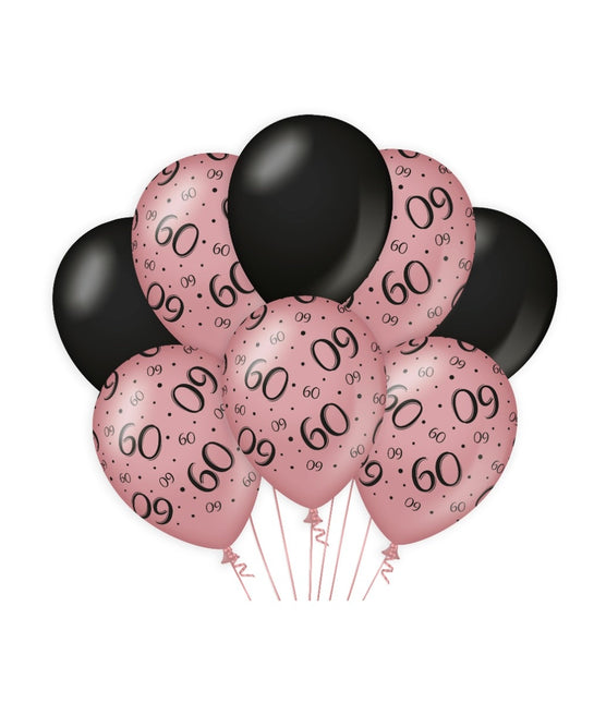 Ballons 60 ans Rose Noir 30cm 8pcs