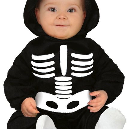 Costume d'Halloween squelette bébé noir et blanc