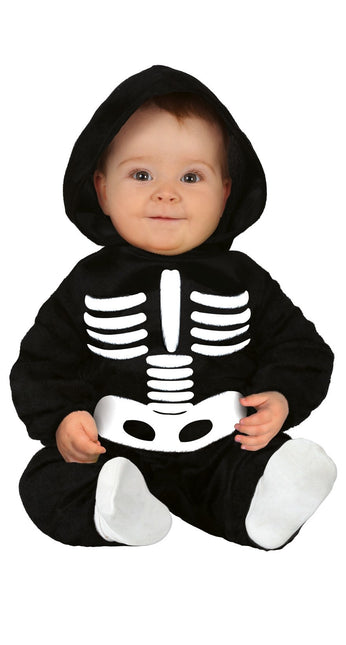 Costume d'Halloween squelette bébé noir et blanc