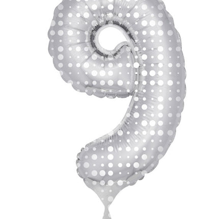 Ballon de baudruche Figure 9 Silver Dots XL 86cm vide