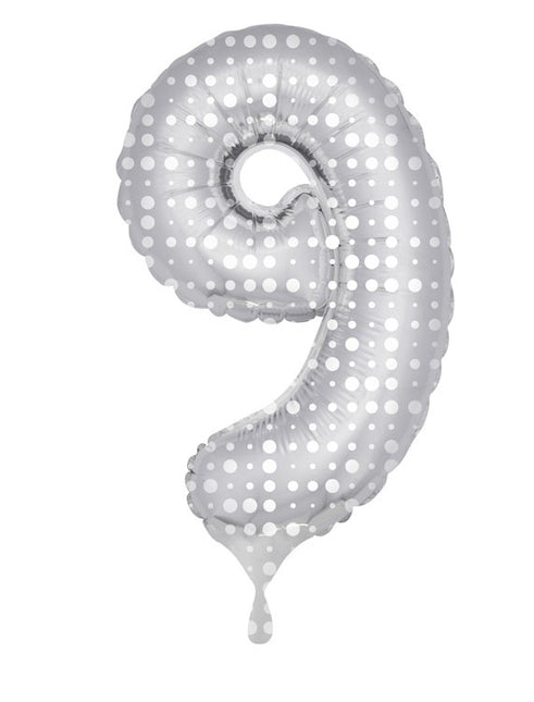 Ballon de baudruche Figure 9 Silver Dots XL 86cm vide