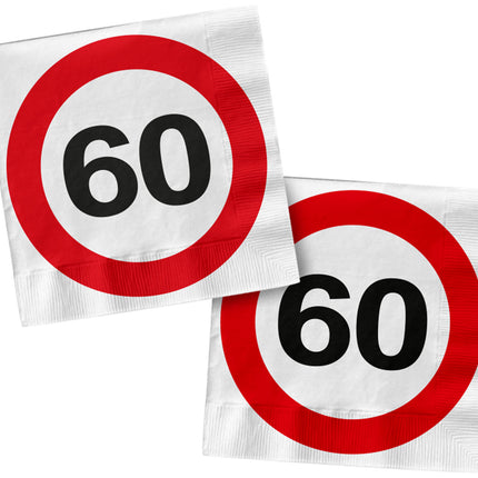 Serviettes de table 60 Years Traffic Sign Square 33cm 20pcs