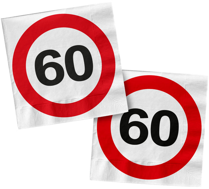 Serviettes de table 60 Years Traffic Sign Square 33cm 20pcs