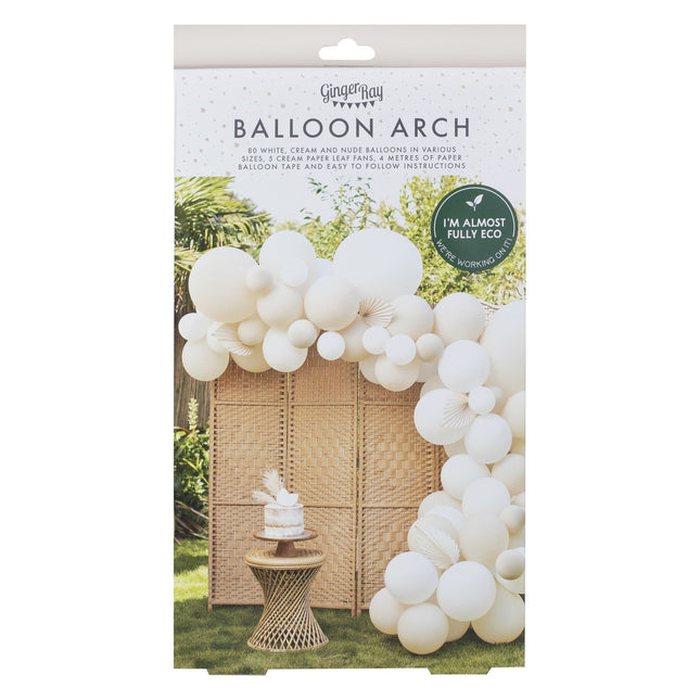 Ensemble d'éventails pour arcs de ballons blanc beige DIY