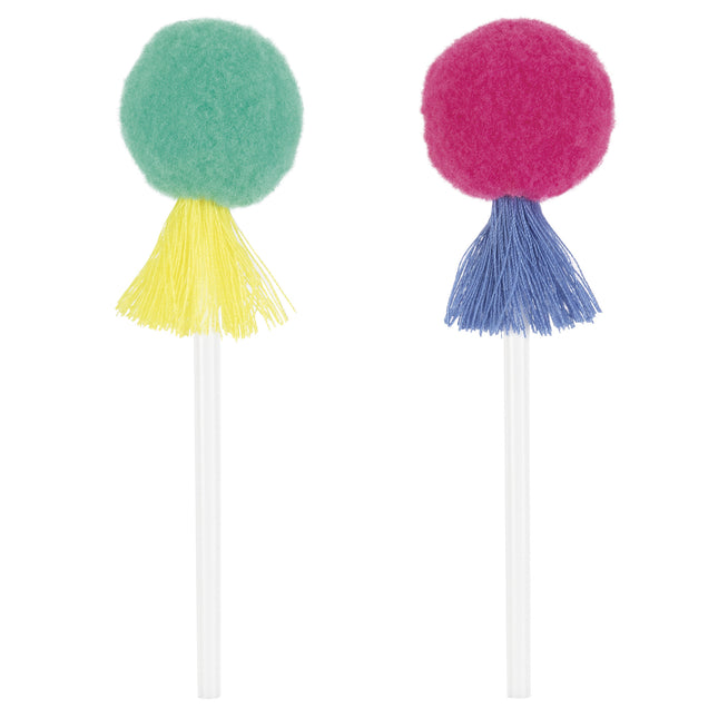 Garnitures colorées pour cupcakes Pom Pom & Tassels 8pcs