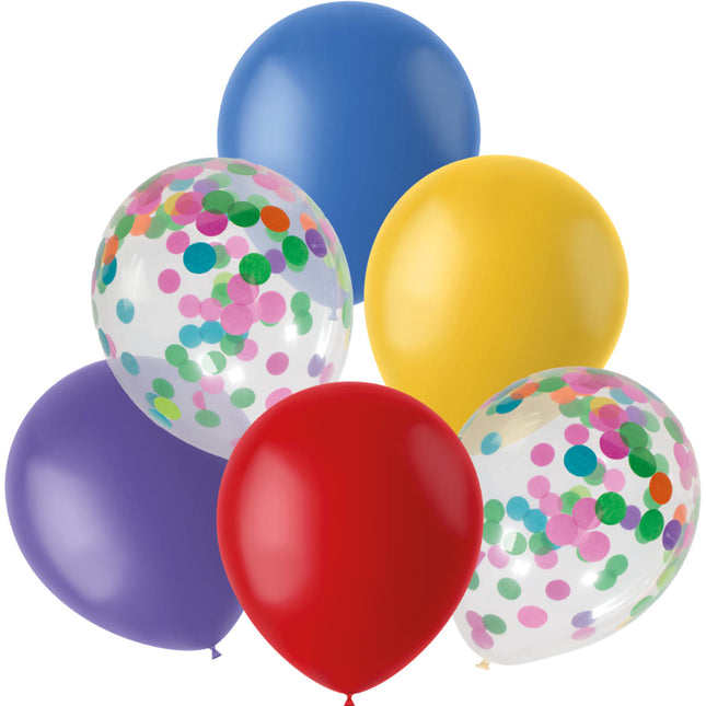 Ballons confettis colorés 30cm 6pcs