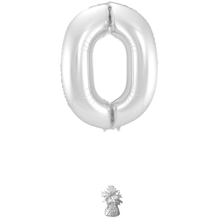 Ballon de baudruche Figure 0 Argent Métallique XL 86cm vide