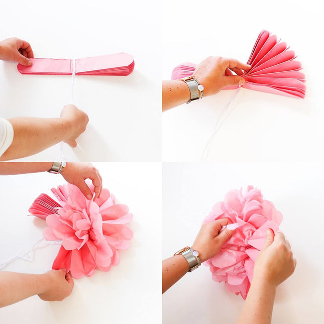 Guirlande rose clair Pompon 12cm 3m