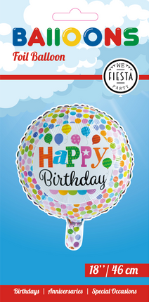 Ballon à l'hélium Happy Birthday Dots Décoration 45cm vide