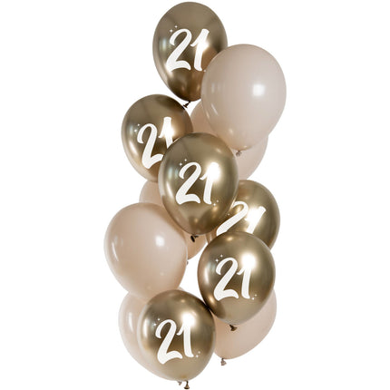 Ballons dorés 21 ans chromés 33cm 12pcs