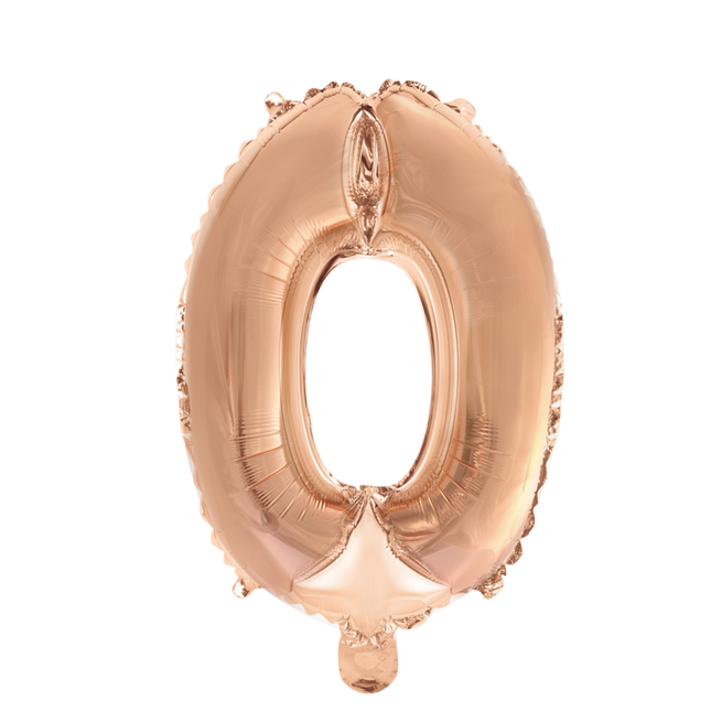 Ballon de baudruche Figure 0 Rose Gold 41cm avec paille