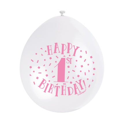 Ballons 1 an Joyeux Anniversaire Rose 28cm 10pcs