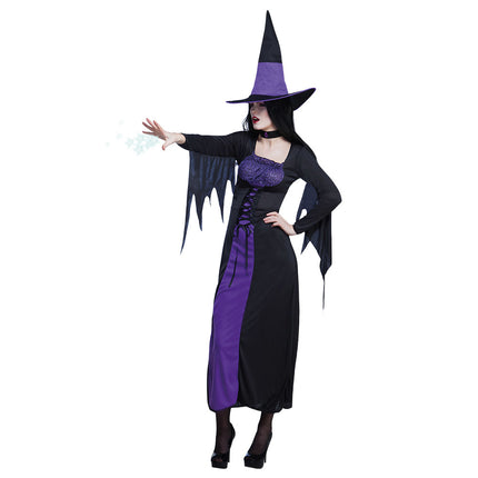 Costume de sorcière d'Halloween violet