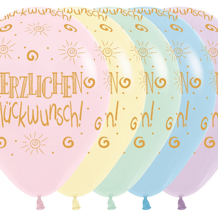 Ballons Herzlichen Gluckwunsch Pastel Matte Mix 30cm 25pcs