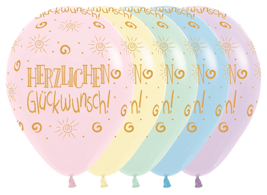 Ballons Herzlichen Gluckwunsch Pastel Matte Mix 30cm 25pcs