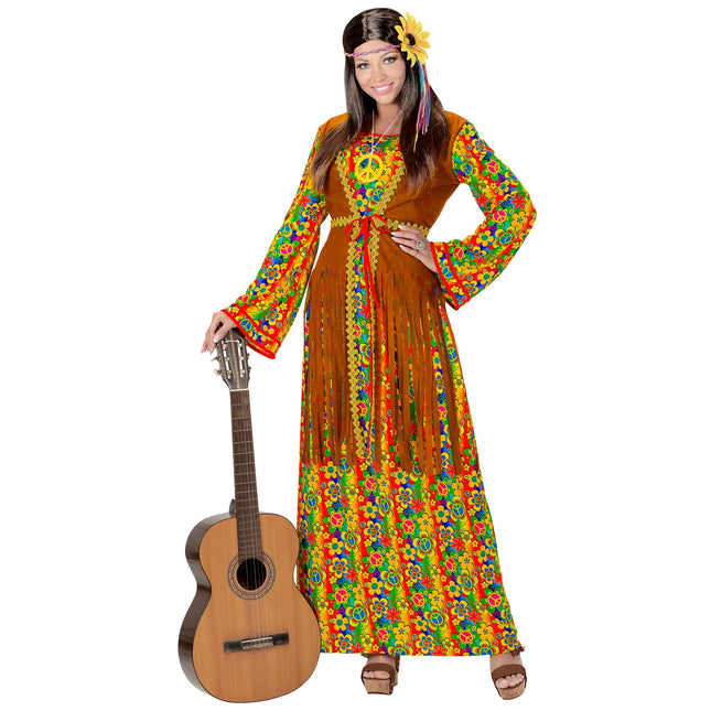 Hippie 60S Dress Ladies With Vest