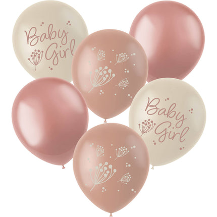 Ballons de naissance Babygirl 33cm 6pcs