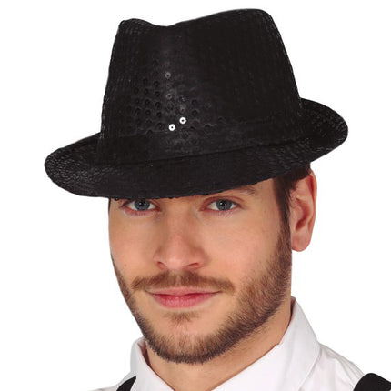 Chapeau noir à paillettes