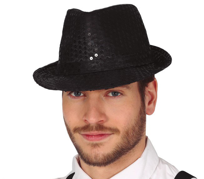 Chapeau noir à paillettes