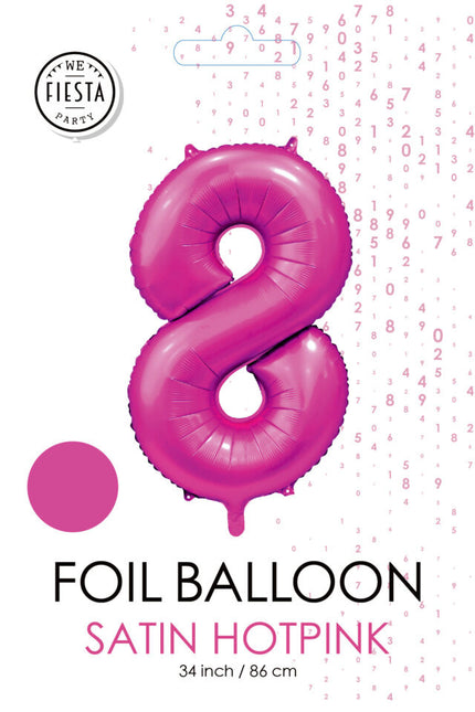 Ballon numéro Fuchsia 8 ans brillant 86cm