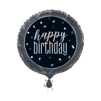 Ballon à hélium Happy Birthday Glitter Black 45cm vide