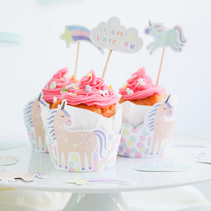 Garnitures de cupcake Licorne Arc-en-ciel 12 pièces