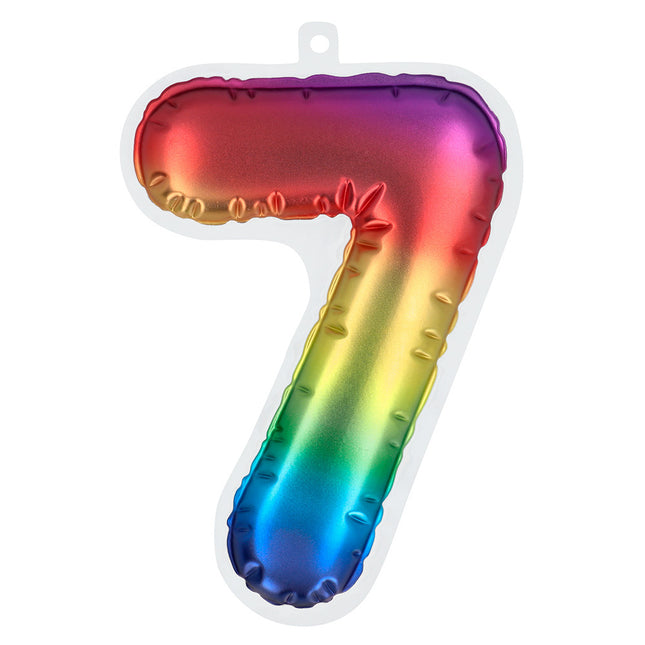 Rainbow 7 Year Stickers Foil Balloon 20cm