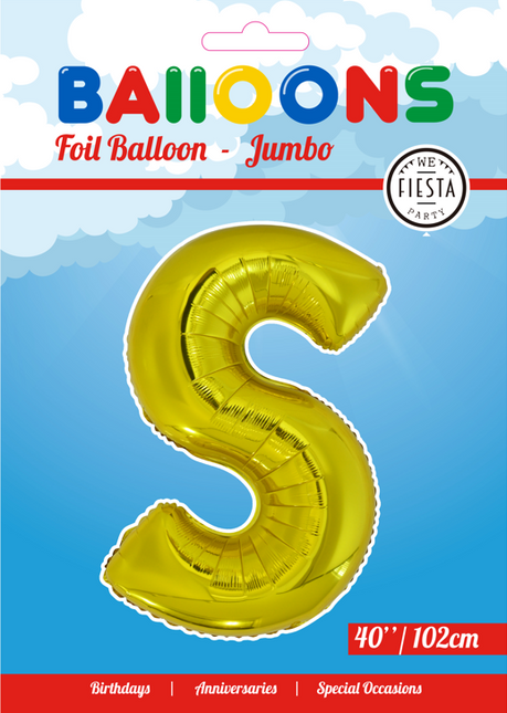 Ballon de baudruche Lettre S Or XL 102cm vide