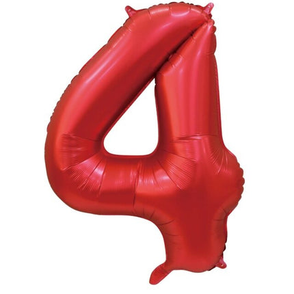 Ballon numéro rouge 4 ans brillant 86cm