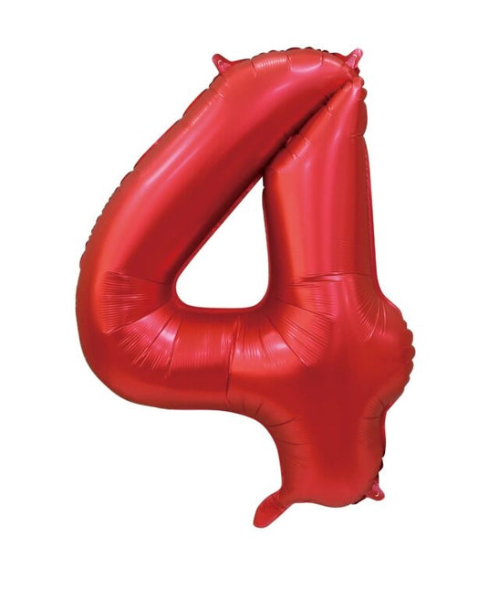 Ballon numéro rouge 4 ans brillant 86cm