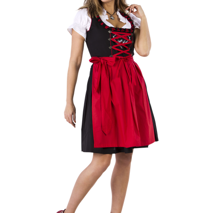 Noir Rouge Robe Dirndl Oktoberfest Dames