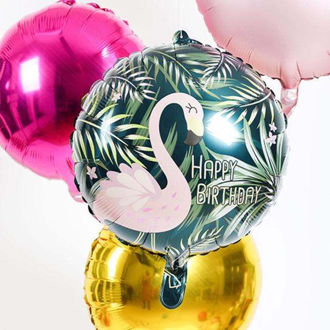 Ballon à l'hélium Happy Birthday Flamingo Vide 45cm