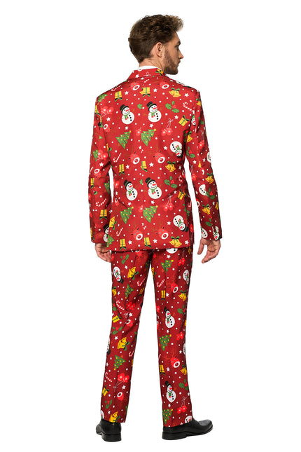 Costume rouge de Noël avec des lumières