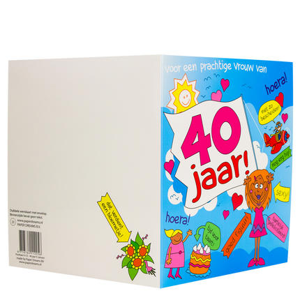 Carte d'anniversaire 40 Years Woman Cartoon 16.5cm