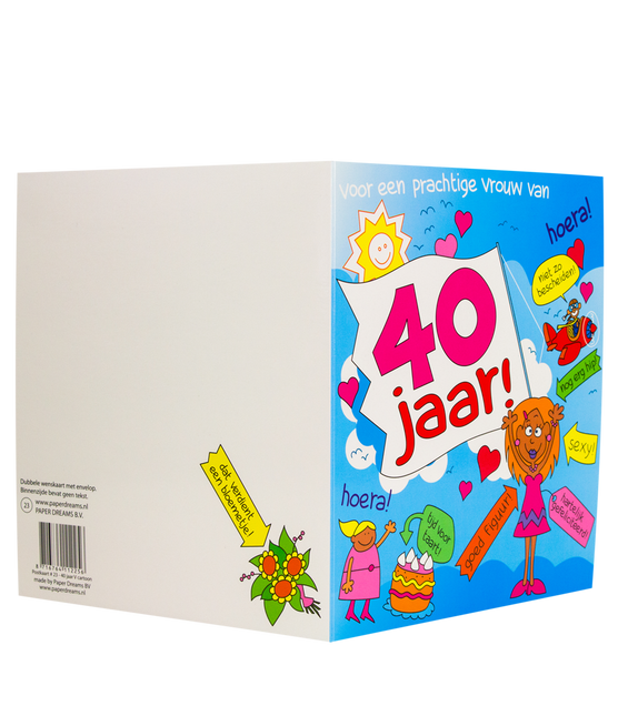 Carte d'anniversaire 40 Years Woman Cartoon 16.5cm