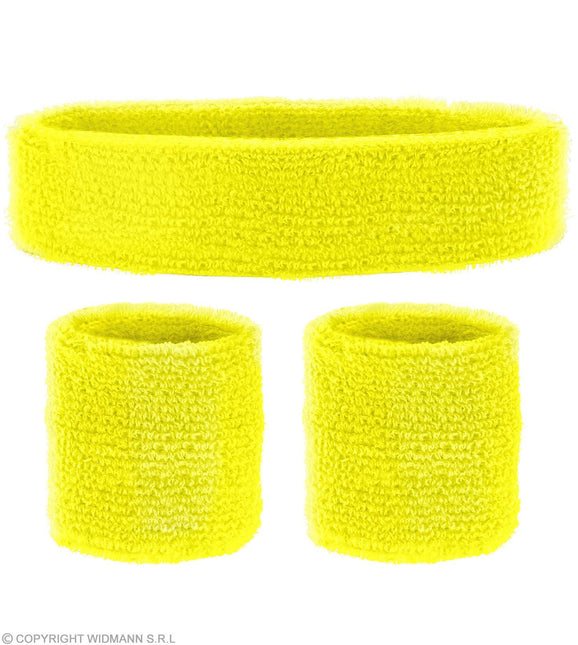 Sweatbands jaune fluo 2 pièces