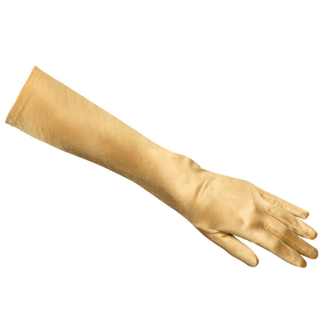 Gants longs en satin or