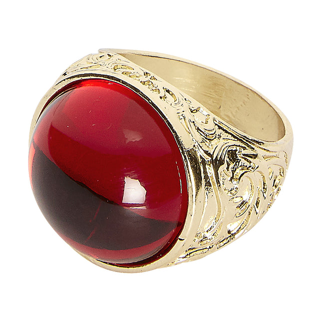 Bague en or avec pierre rouge