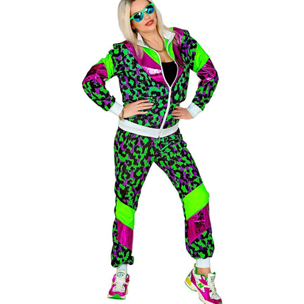 Tracksuit Neon 80S Faulty Neon Green Animal Print