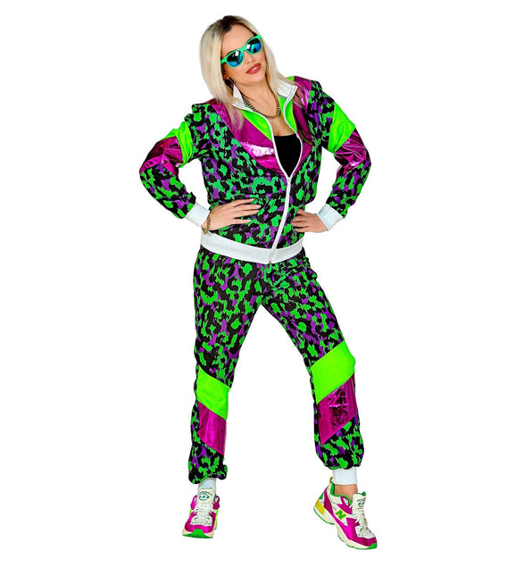 Tracksuit Neon 80S Faulty Neon Green Animal Print