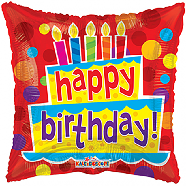 Ballon à l'hélium Happy Birthday Cake Square 45cm vide