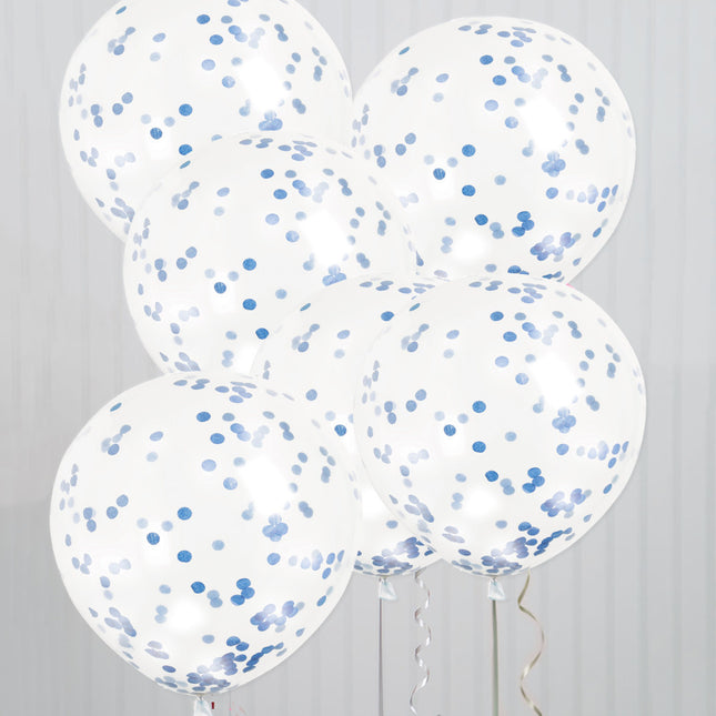 Ballons Confetti Bleu 30cm 6pcs