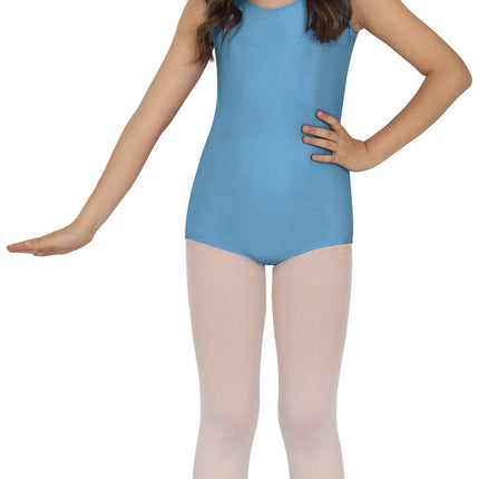 Combinaison de gymnastique sans manches fille turquoise