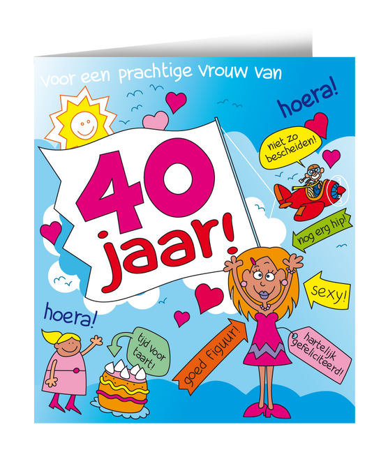 Carte d'anniversaire 40 Years Woman Cartoon 16.5cm