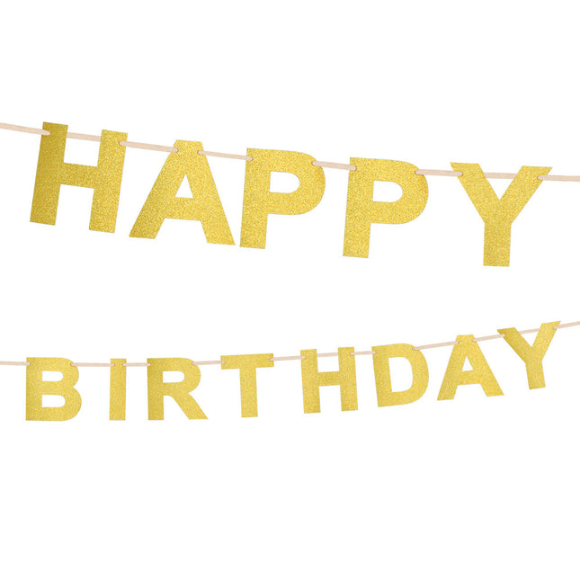 Guirlande de lettres Golden Happy Birthday 2.25m